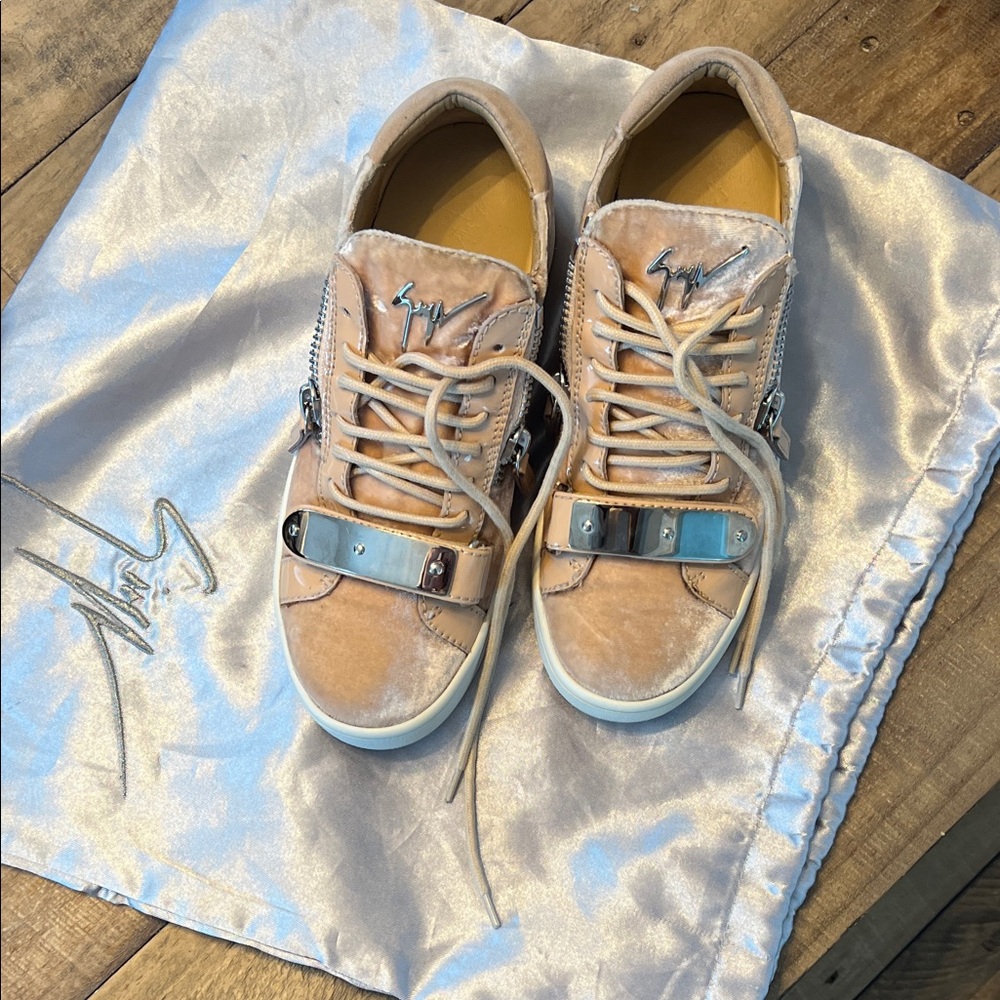 Giuseppe Zanotti Beige and Silver Women's Sneakers